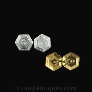 Platinum over 14 Karat Yellow Gold Art Deco Cufflinks