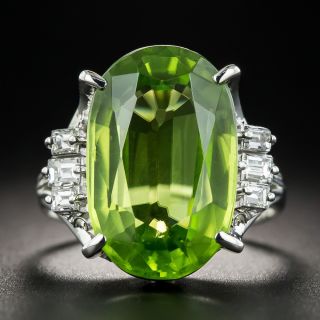 Platinum Peridot and Diamond Cocktail Ring - 1