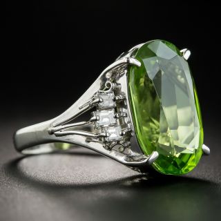Platinum Peridot and Diamond Cocktail Ring