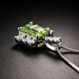Platinum Peridot and Diamond Pendant
