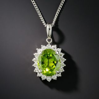 Platinum Peridot and Diamond Pendant