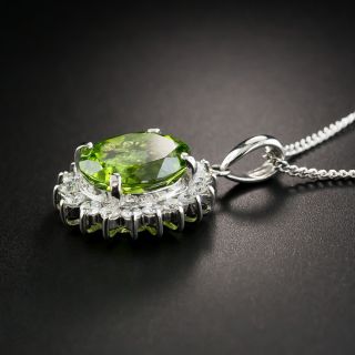 Platinum Peridot and Diamond Pendant