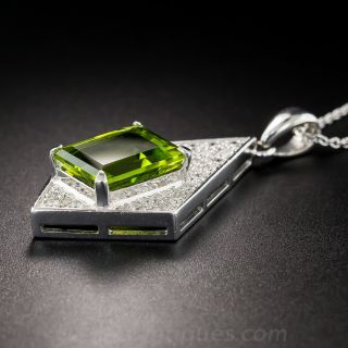 Platinum Peridot and Diamond Pendant