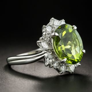 Platinum Peridot and Diamond Ring