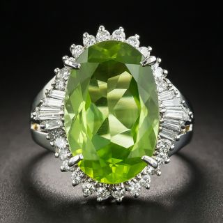 Platinum Peridot Diamond Ring - 1