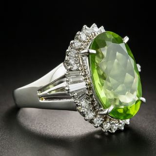 Platinum Peridot Diamond Ring