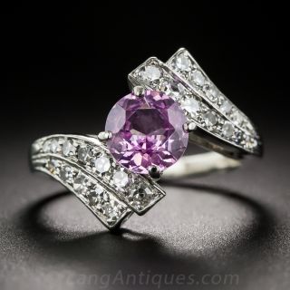 Platinum Pink Sapphire and Diamond Ring