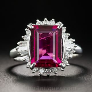Rubellite Tourmaline and Diamond Platinum Ring