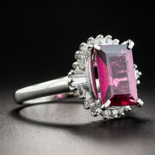 Rubellite Tourmaline and Diamond Platinum Ring