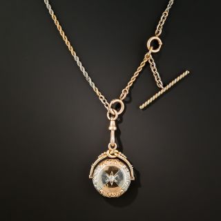 Platinum & Rose Gold Fob Pendant Locket Watch Chain Necklace  - 1