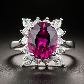 Platinum Rubelite and Diamond Cocktail Ring