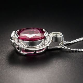 Platinum Rubelite and Diamond Pendant