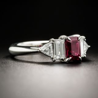 Platinum Ruby and Diamond Art Deco Style Ring