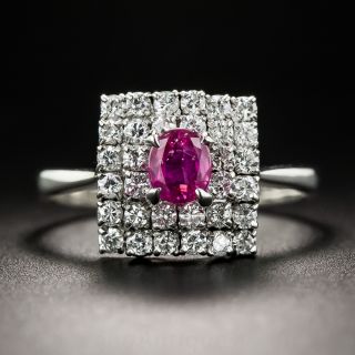 Platinum Ruby and Diamond Estate Ring