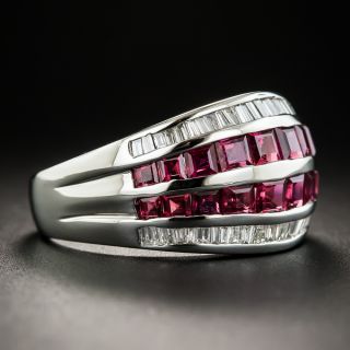 Platinum Ruby Diamond Band Ring
