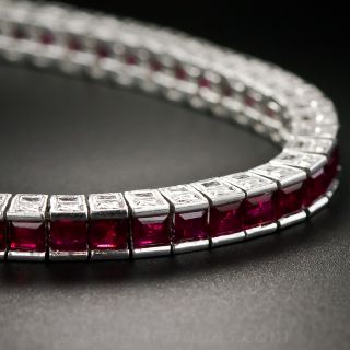 Platinum Ruby Straight-Line Bracelet