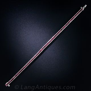 Platinum Ruby Straight-Line Bracelet