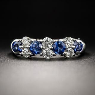 Platinum Sapphire and Diamond Band Ring