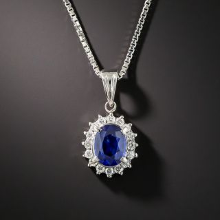 Platinum Sapphire and Diamond Drop  - 1