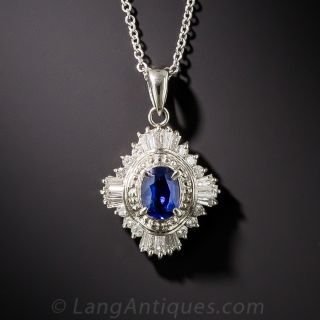 Platinum Sapphire and Diamond Drop