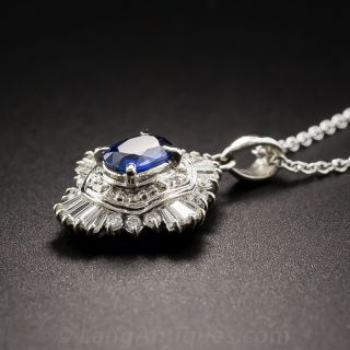 Platinum Sapphire and Diamond Drop