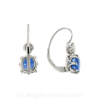 Platinum Sapphire and Diamond Earrings
