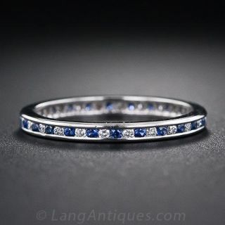 Platinum Sapphire and Diamond Eternity Band