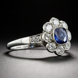 Platinum Sapphire and Diamond Ring