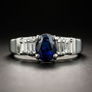 Platinum Sapphire and Diamond Ring - 1