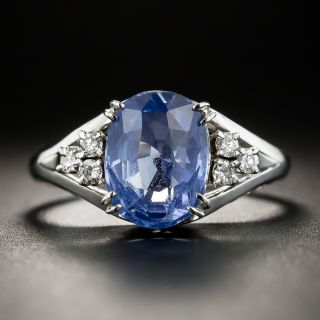 Platinum Sapphire and Diamond Ring - 1