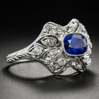 Platinum Sapphire and Diamond Ring