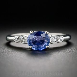Platinum Sapphire and Diamond Solitaire Ring
