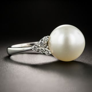 Platinum South Sea Pearl and Diamond Ring