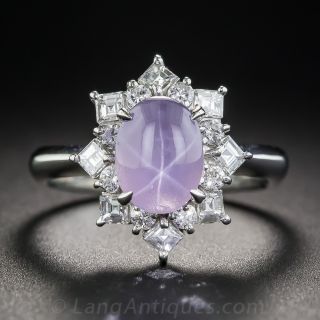 Platinum Star Sapphire And Diamond Ring