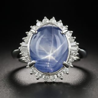 Platinum Star Sapphire and Diamond Ring