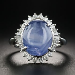 Platinum Star Sapphire and Diamond Ring