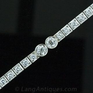 Platinum Straight Line Diamond Bracelet Main View