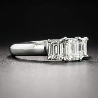 Platinum Three-Stone Emerald-Cut Diamond Engagement Ring - 1.31 Carats