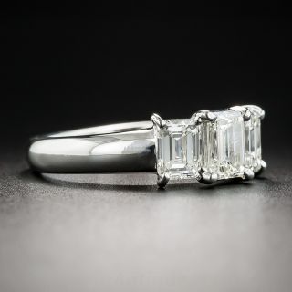 Platinum Three-Stone Emerald-Cut Diamond Engagement Ring - 1.64 Carats