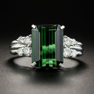 Platinum Tourmaline and Diamonds Ring - 1