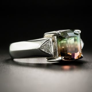 Platinum Watermelon Tourmaline and Diamond Ring