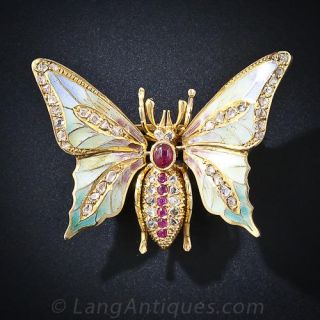 Plique-a-Jour Enamel Butterfly Pin