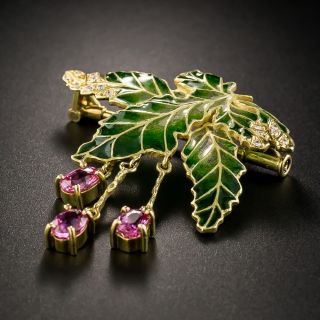 Plique-à-Jour Grape Leaf Brooch