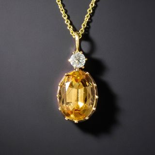 Precious Topaz and Diamond Drop Pendant - 2