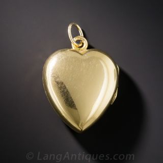 Puffed Heart Locket with Diamond Center
