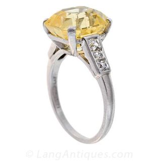 Quintessential Art Deco Yellow Sapphire and Diamond Ring
