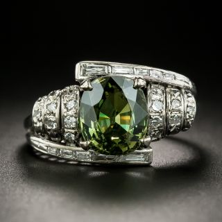 Rare 3.02 Carat Color-Change Andradite Garnet and Diamond Ring - 1