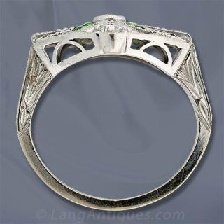 Rare Demantoid Garnet and Diamond Deco/Edwardian Ring