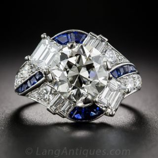 Raymond Yard 3.08 Carat Diamond and Sapphire Ring - 1
