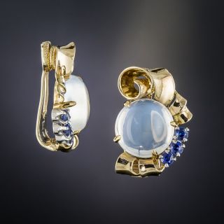 Raymond Yard Moonstone and Sapphire Earrings 